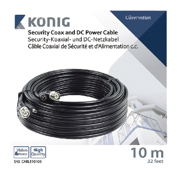 SAS-CABLE1010B Cctv kabel bnc / dc 10.0 m Verpakking foto
